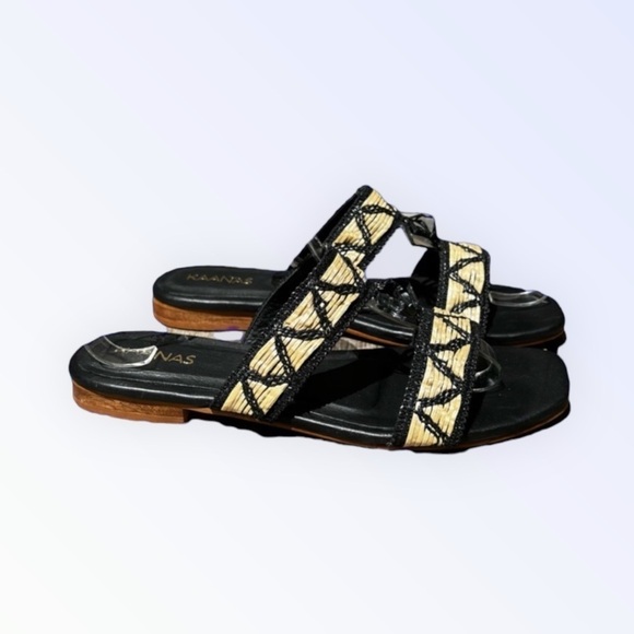 🌻Kaanas Black & Tan Woven Sandals Size 8 - Picture 5 of 10